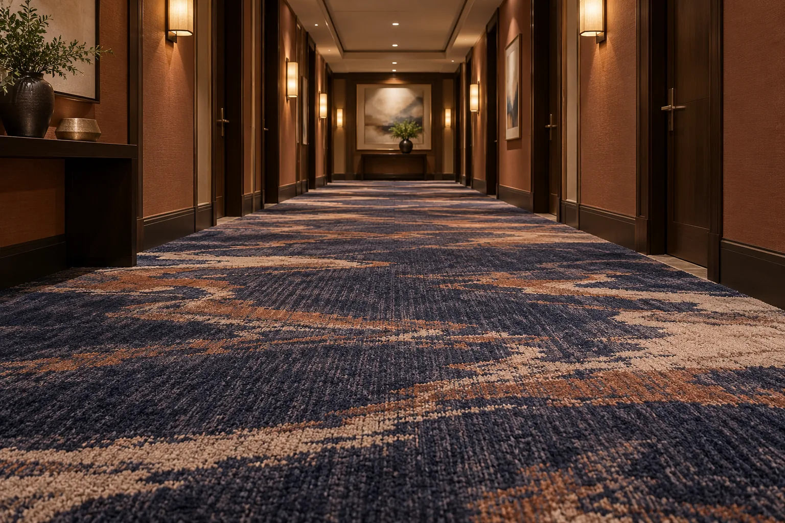 Freshly cleaned commercial carpet